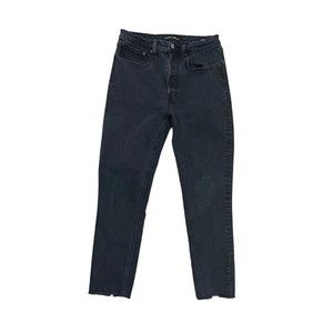 Aritzia Denim Forum Yoko High Rise Slim Jeans Size 30 Black Fray Hem Button Fly